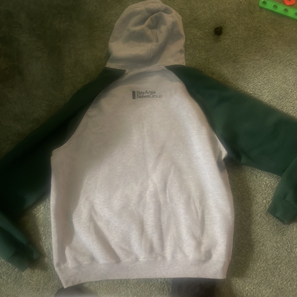 Jerzees Oakland Athletics Green & Grey Size XL Sweatshirt/ Hoodie with Pocket - Picture 4 of 4